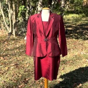 Vintage Coldwater Creek Wine Color Jacket and Dress Set Size 12P